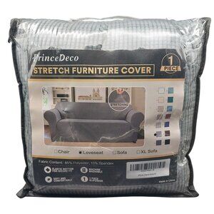 NWT PrinceDeco Stretch Furniture Cover for Loveseat, Gray 85% Polyester & 15% Sp